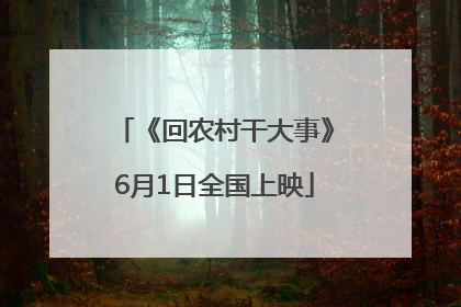 《回农村干大事》6月1日全国上映