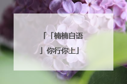 「楠楠自语」你行你上