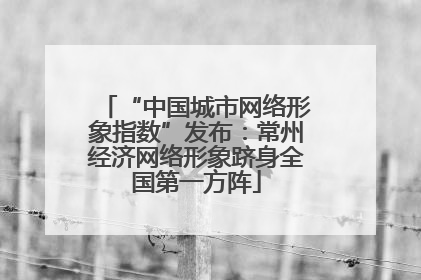 “中国城市网络形象指数”发布：常州经济网络形象跻身全国第一方阵