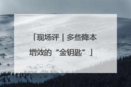 现场评｜多些降本增效的“金钥匙”
