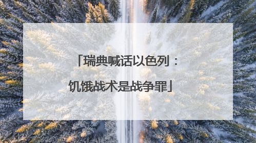瑞典喊话以色列：饥饿战术是战争罪