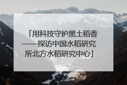 用科技守护黑土稻香——探访中国水稻研究所北方水稻研究中心