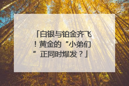 白银与铂金齐飞！黄金的“小弟们”正同时爆发？