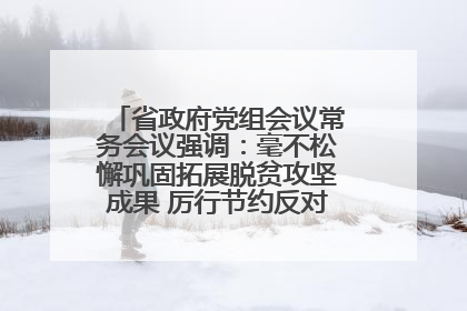 省政府党组会议常务会议强调：毫不松懈巩固拓展脱贫攻坚成果 厉行节约反对浪费弘扬优良作风