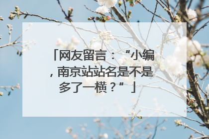 网友留言：“小编，南京站站名是不是多了一横？”