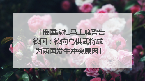 俄国家杜马主席警告德国：德向乌供武将成为两国发生冲突原因