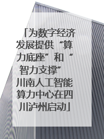 为数字经济发展提供“算力底座”和“智力支撑” 川南人工智能算力中心在四川泸州启动