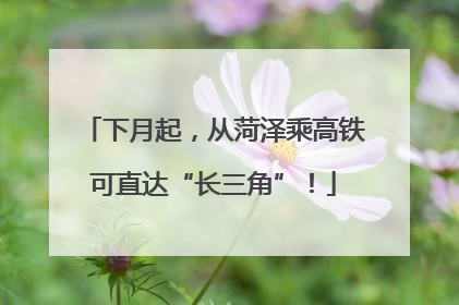 下月起，从菏泽乘高铁可直达“长三角”！