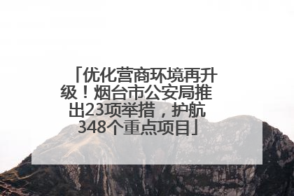 优化营商环境再升级！烟台市公安局推出23项举措，护航348个重点项目