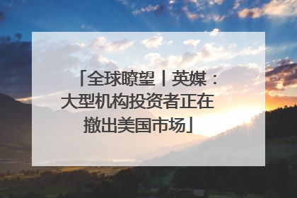 全球瞭望丨英媒：大型机构投资者正在撤出美国市场