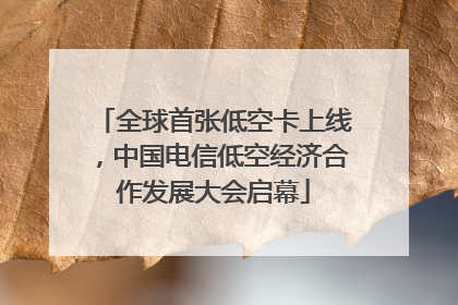 全球首张低空卡上线，中国电信低空经济合作发展大会启幕