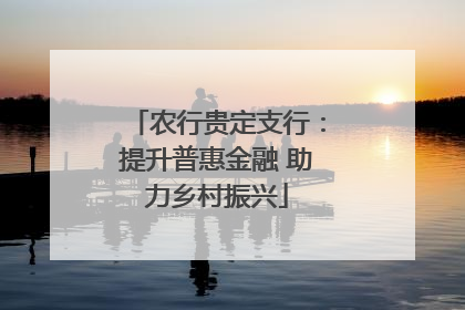 农行贵定支行：提升普惠金融 助力乡村振兴