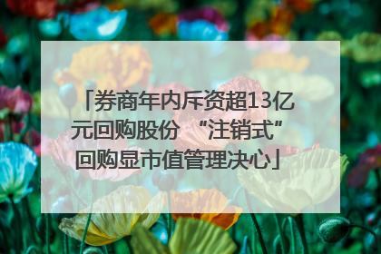 券商年内斥资超13亿元回购股份 “注销式”回购显市值管理决心