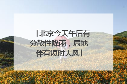 北京今天午后有分散性降雨，局地伴有短时大风