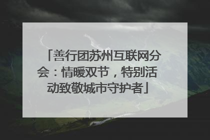 善行团苏州互联网分会：情暖双节，特别活动致敬城市守护者