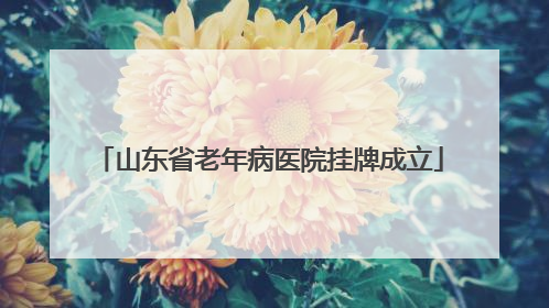 山东省老年病医院挂牌成立