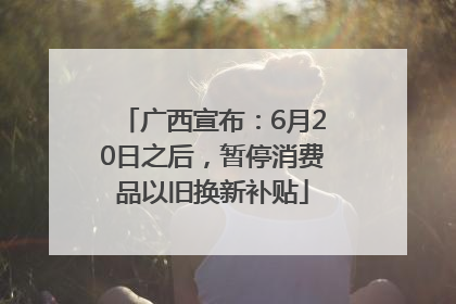 广西宣布：6月20日之后，暂停消费品以旧换新补贴