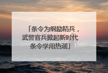 条令为纲励精兵，武警官兵掀起新时代条令学用热潮