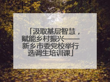 汲取基层智慧，赋能乡村振兴——新乡市委党校举行选调生培训课