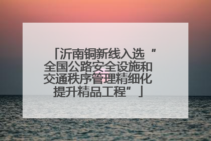 沂南铜新线入选“全国公路安全设施和交通秩序管理精细化提升精品工程”