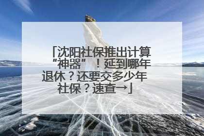 沈阳社保推出计算“神器”！延到哪年退休？还要交多少年社保？速查→