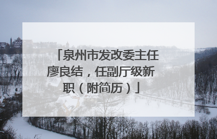 泉州市发改委主任廖良结，任副厅级新职（附简历）