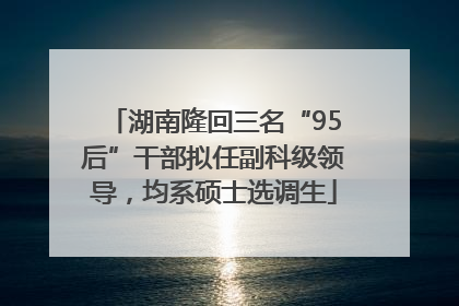 湖南隆回三名“95后”干部拟任副科级领导，均系硕士选调生