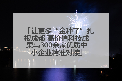 让更多“金种子”扎根成都 高价值科技成果与300余家优质中小企业精准对接