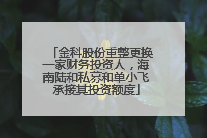 金科股份重整更换一家财务投资人，海南陆和私募和单小飞承接其投资额度