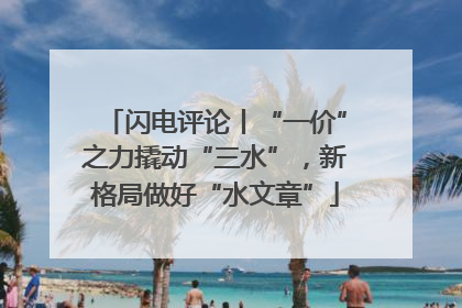 闪电评论丨“一价”之力撬动“三水”，新格局做好“水文章”