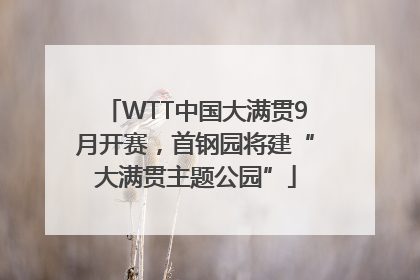 WTT中国大满贯9月开赛，首钢园将建“大满贯主题公园”